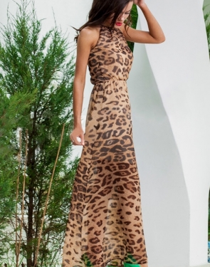 Шифоновое платье в пол "Rich" Леопард