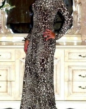 Платье на одно плечо Леопард 