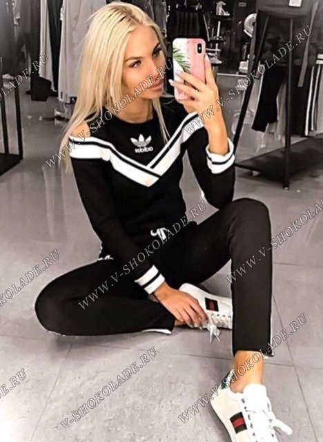 Спортивный женский костюм Adidas (Адидас) черный (42-60)