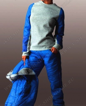 Спортивный костюм тройка на синтепоне "Тренд спорт" Синий купить в Москве