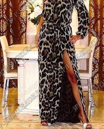 Платье Шифоновое на одно плечо "Леопард"