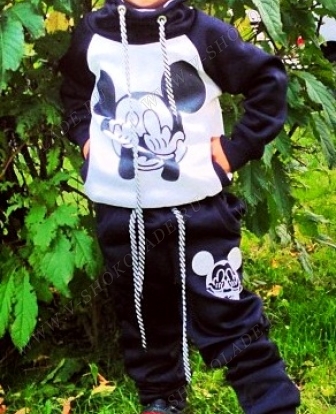 Детский утепленный спортивный костюм "Микки Маус" черный