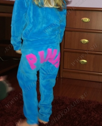 Детский велюровый костюм "Love Pink" голубой