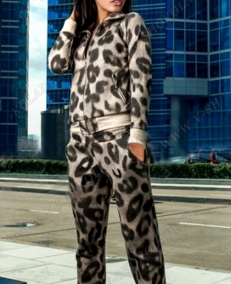 Спортивный костюм женский "Леопард крупный с люрексом"