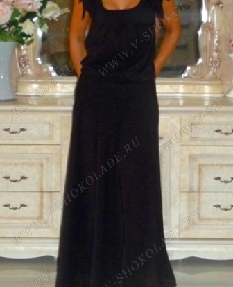 Шифоновое платье в пол Черное