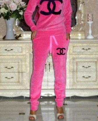Велюровый костюм Шанель " Chanel " Ярко-Розовый
