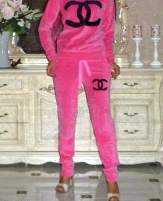 Велюровый костюм Шанель " Chanel " Ярко-Розовый