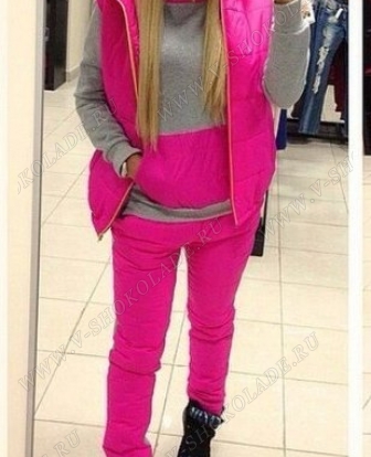Спортивный костюм женский тёплый Тройка "Осень" Розовый