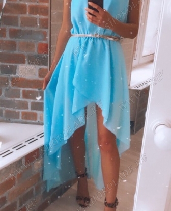 Шифоновое платье в пол "Бабочка" Голубое