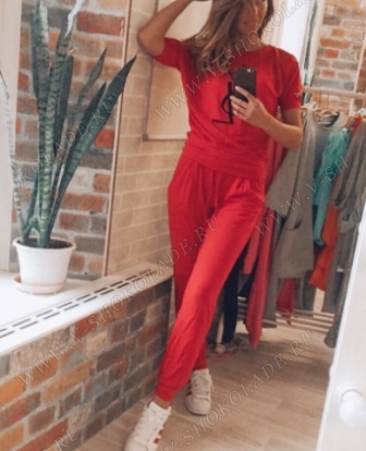 Спортивный костюм женский Трикотажный "YSL" / Красный