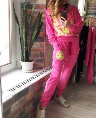 Велюровый костюм Галифе "Pink" Розовый с желтым