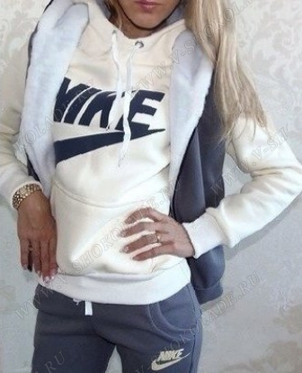 Спортивный костюм женский  "Nike" Тройка Серый с мехом купить