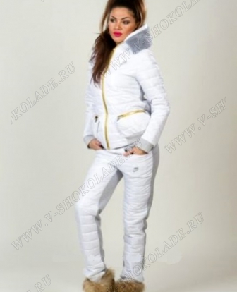 Утепленный спортивный костюм Найк Белый+плащевка