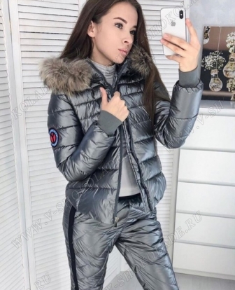 Зимний спортивный костюм Куртка и штаны / Графитовый металлик