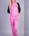 Утепленный спортивный костюм на молнии "Nike" Розовый с черными рукавами