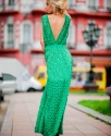 Платье в пол с перфорацией Зелёное