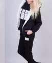 Тёплый спортивный костюм женский зимний "Баленсиага" Тройка с мехом чёрный купить в интернет магазине