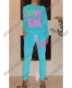 Велюровый костюм "Love Pink" Голубой классика