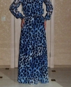 Шифоновое платье в пол "Melissa" Синий леопард 