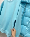 Спортивный костюм женский утепленный на флисе и желет / Тройка  /  Нежно-голубой