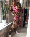 Велюровый костюм Галифе "Love Pink" Леопардовый