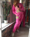 Велюровый костюм "Love Pink" Розовый с зеленым