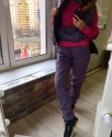 Спортивный костюм тройка на синтепоне "Fumo" / Фиолет с розовым