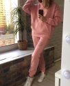 Женский утепленный спортивный костюм с капюшоном "Text" / Туманный розовый