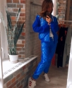 Женский утепленный стеганный костюм на молнии / Синий